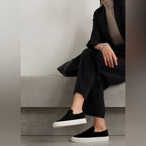 The Row Marie H Slip-On Sneakers Black Suede Ivory Chunky Sole Size 36.5 / 6.5
